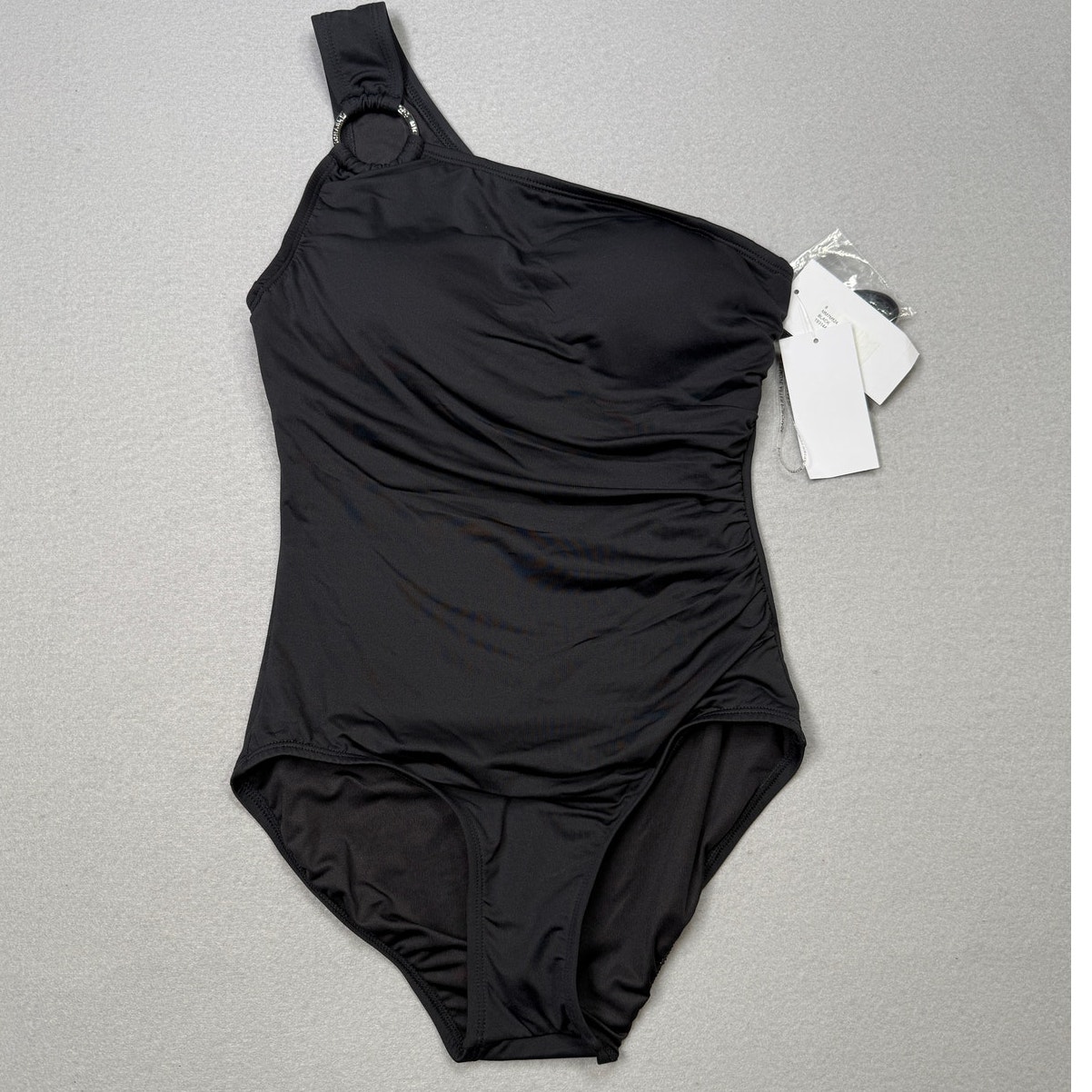 Michael Kors Women's Embellished 1 Shoulder Underwire 1pc Swimsuit Black 8 $106